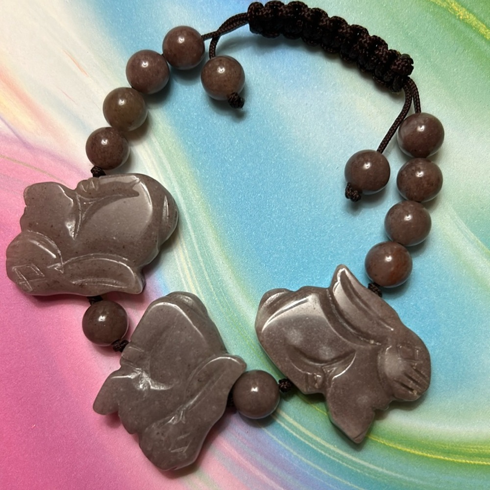 Genuine Purple Gemstone Rabbit adjustable Bracelet